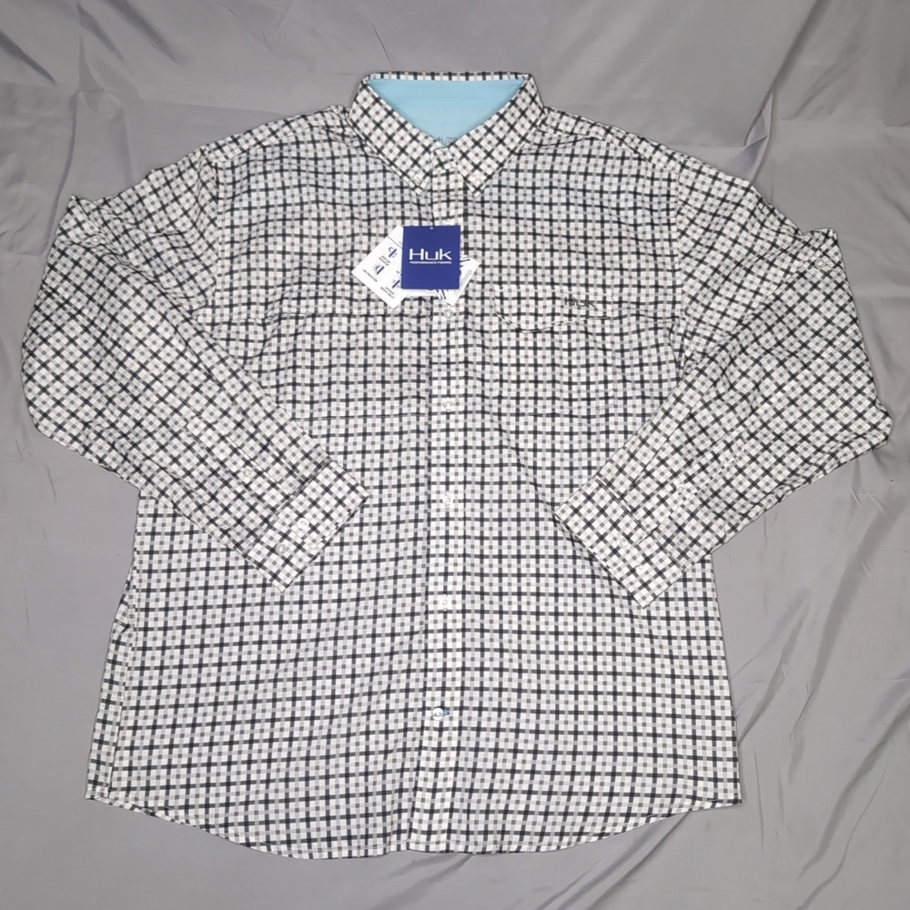 Huk Black and White Casual Button Down Shirt